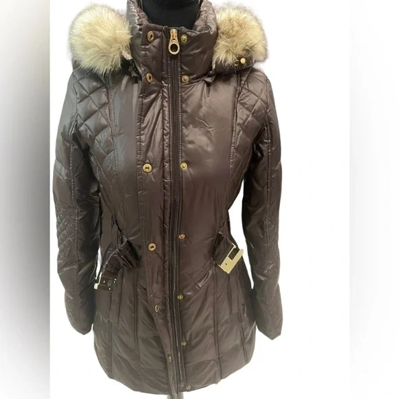 Laundry Puffer Hooded Jacket with Belt Bronze Extra Small